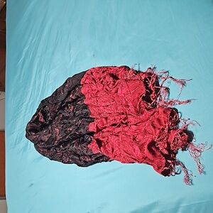 Black and Red semi sheer scarf